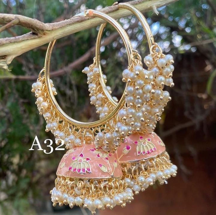 [ER204 PEACH] Magnifique Haldi Peach Earrings Set
