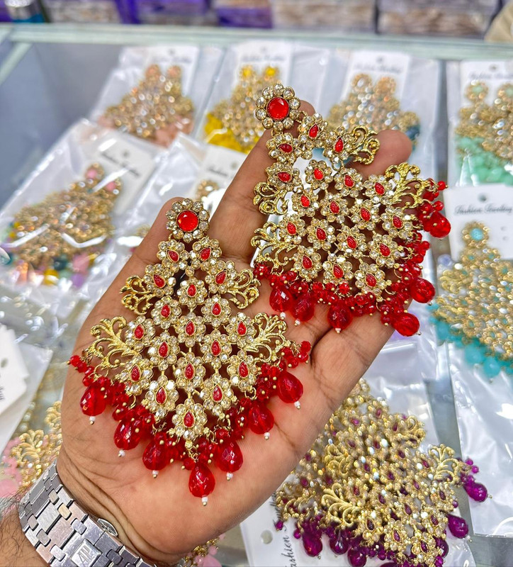 [ER206 RED] Shandaar Haldi Red Earrings Set
