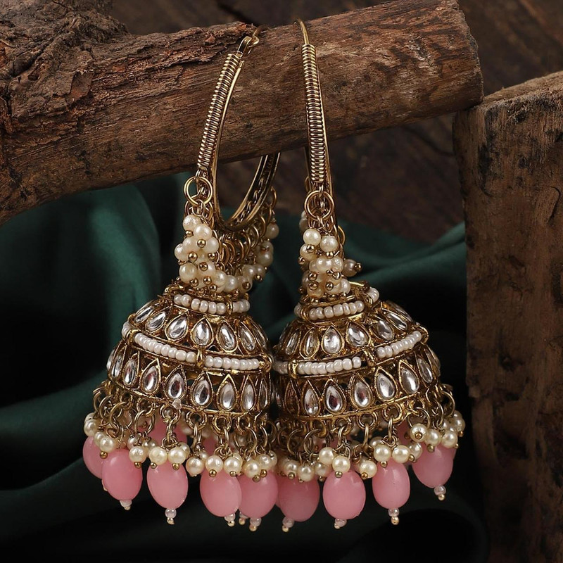 [ER208 BABY PINK] Beautiful Haldi Baby Pink Earrings Set