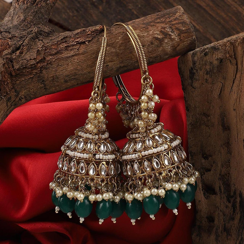[ER208 GREEN] Stunning Haldi Green Earrings Set