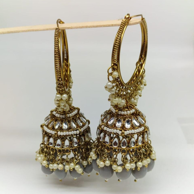 [ER208 GREY] Premium Haldi Grey Earrings Set
