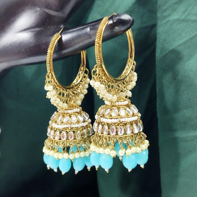 [ER208 SKY BLUE] Divine Haldi Sky Blue Earrings Set