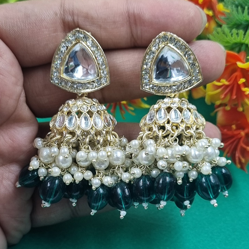 [ER209 GREEN 1] Opulent Haldi Green 1 Earrings Set