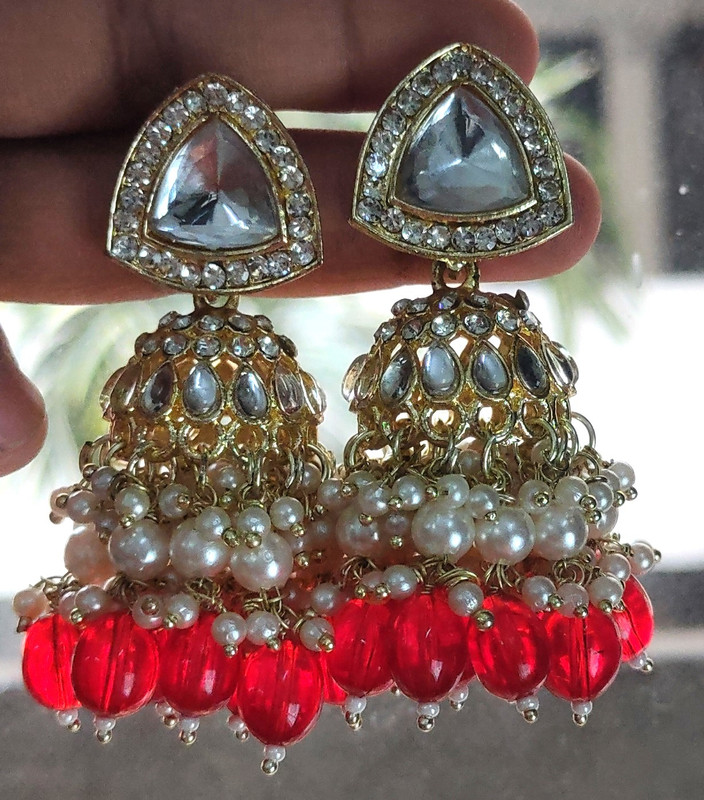 [ER209 RED 3] Grand Haldi Red 3 Earrings Set