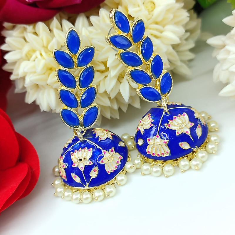 [ER21 BLUE] Dazzling Haldi Blue Earrings Set