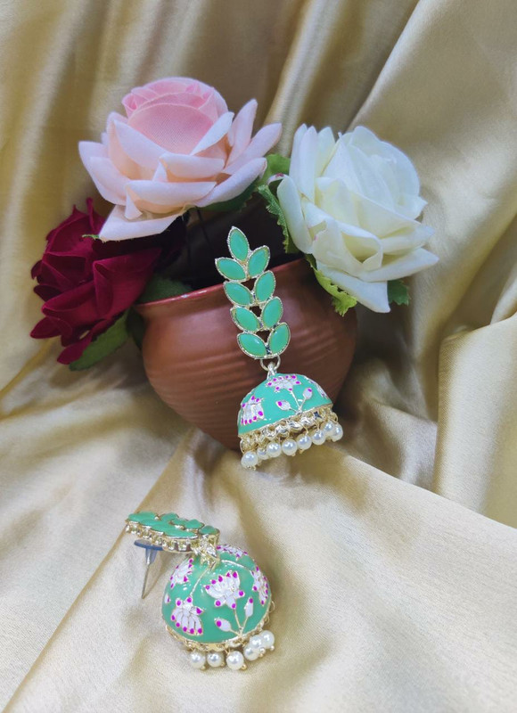 [ER21 MINTGREEN] Enchanting Haldi Mintgreen Earrings Set