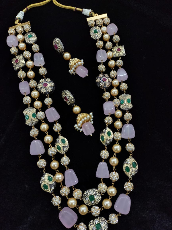 F3 BABY PINK Fusion Collection Necklace Earrings Jewellery Set