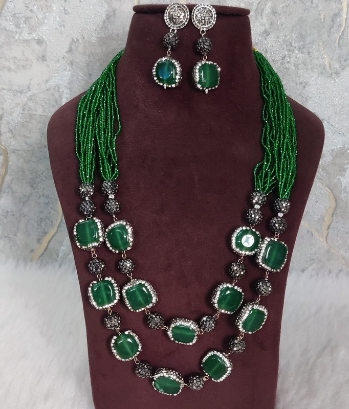 F4 GREEN Fusion Collection Necklace Earrings Jewellery Set