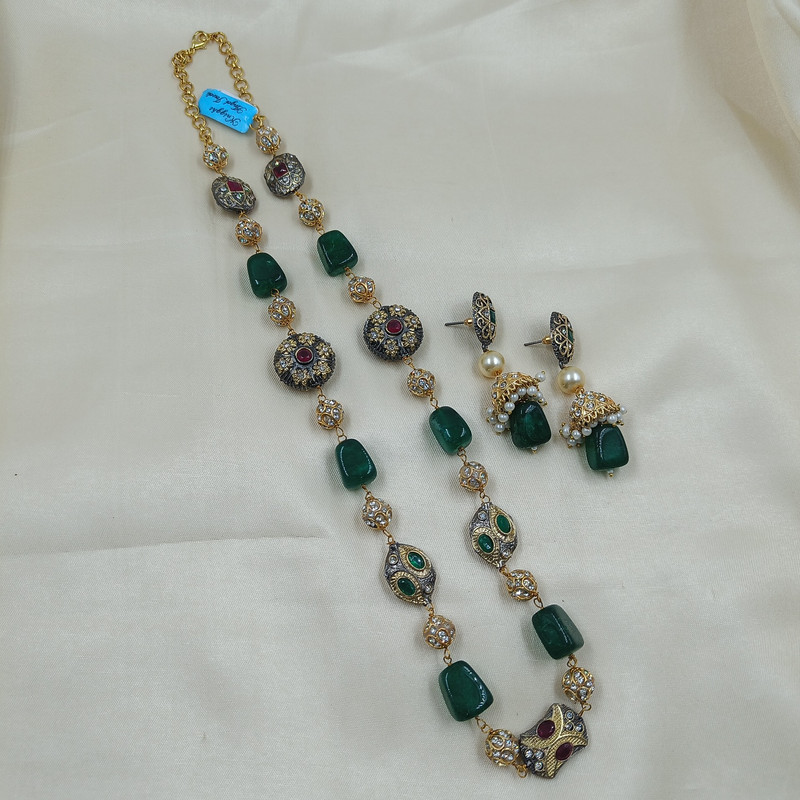 F7 GREEN Fusion Collection Necklace Earrings Jewellery Set