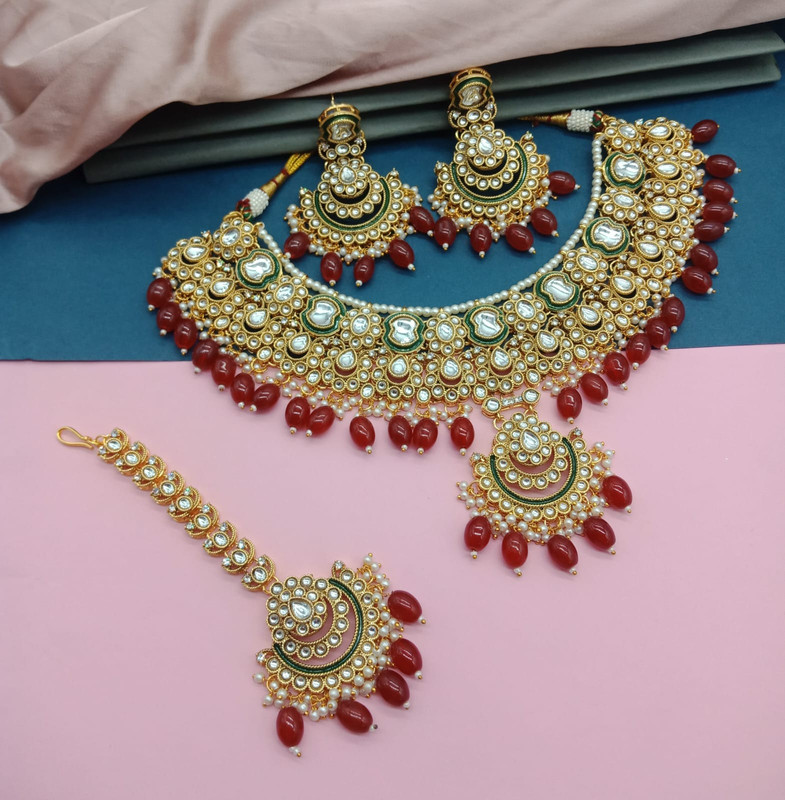 [AIS 44] Royal Festive Kundan Necklace & Earrings Jewellery Set For Women
