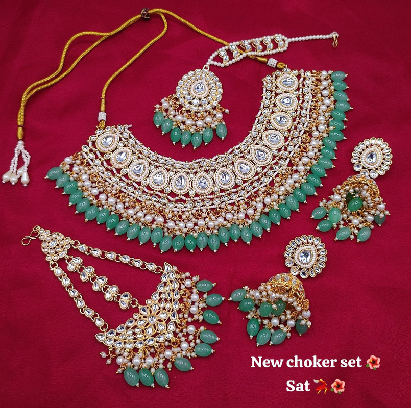 [SUBR004 Mint Green] Resplendent Boutique Subr004 Mint Green Kundan Bridal Jewellery Set For Bride
