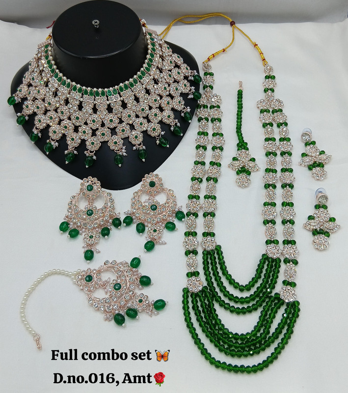 SUBR005 Green Kundan Bridal Jewellery Set for Bride