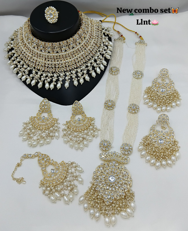 SUBR006 White Kundan Bridal Jewellery Set for Bride