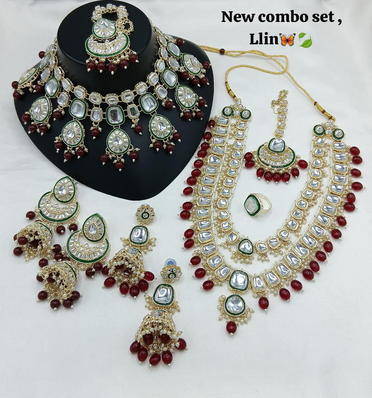 SUBR007 Maroon Kundan Bridal Jewellery Set for Bride