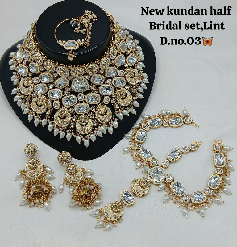 [SUBR010 White] Premium Glam Subr010 White Kundan Bridal Jewellery Set For Bride