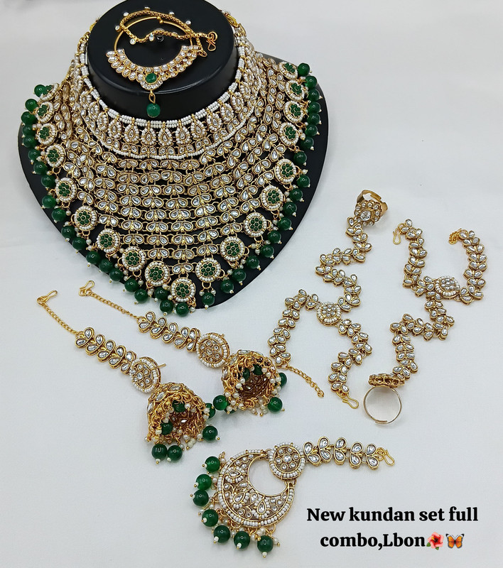 [SUBR011 Green] Exclusive Glam Subr011 Green Kundan Bridal Jewellery Set For Bride