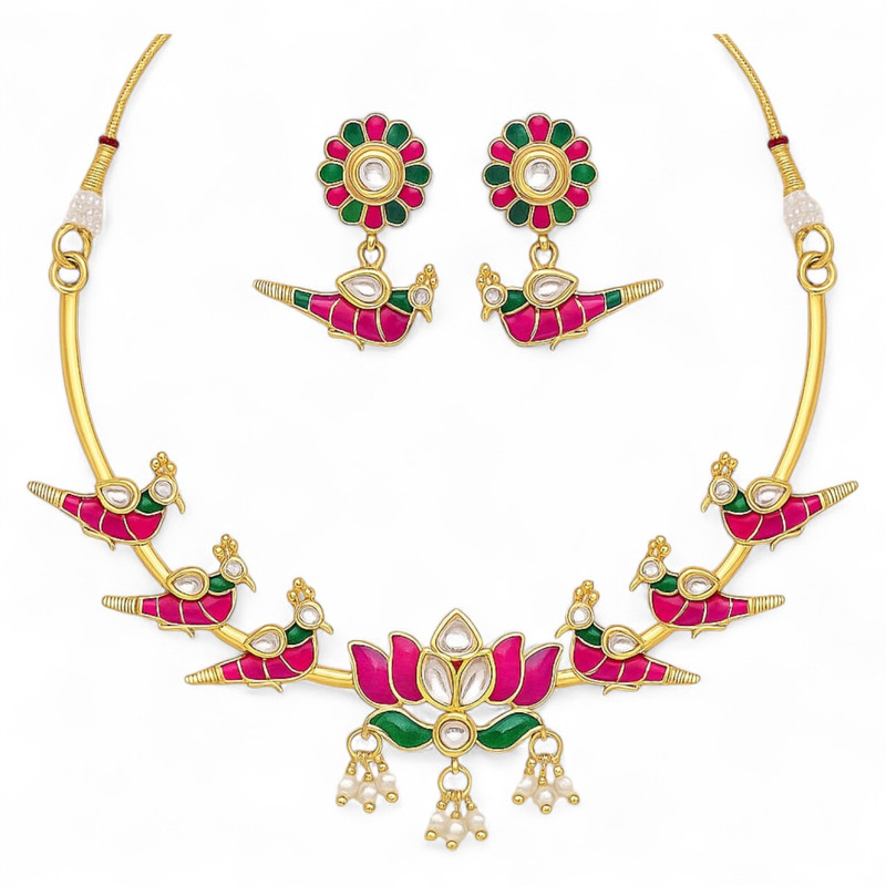 PCS1 Copper Necklace & Earrings Jewellery set for Women