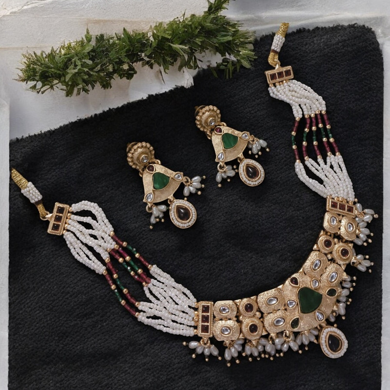[SUNS0029 MULTI] Magnifique Elite Suns0029 Multi Copper Necklace & Earrings Jewellery Set For Women
