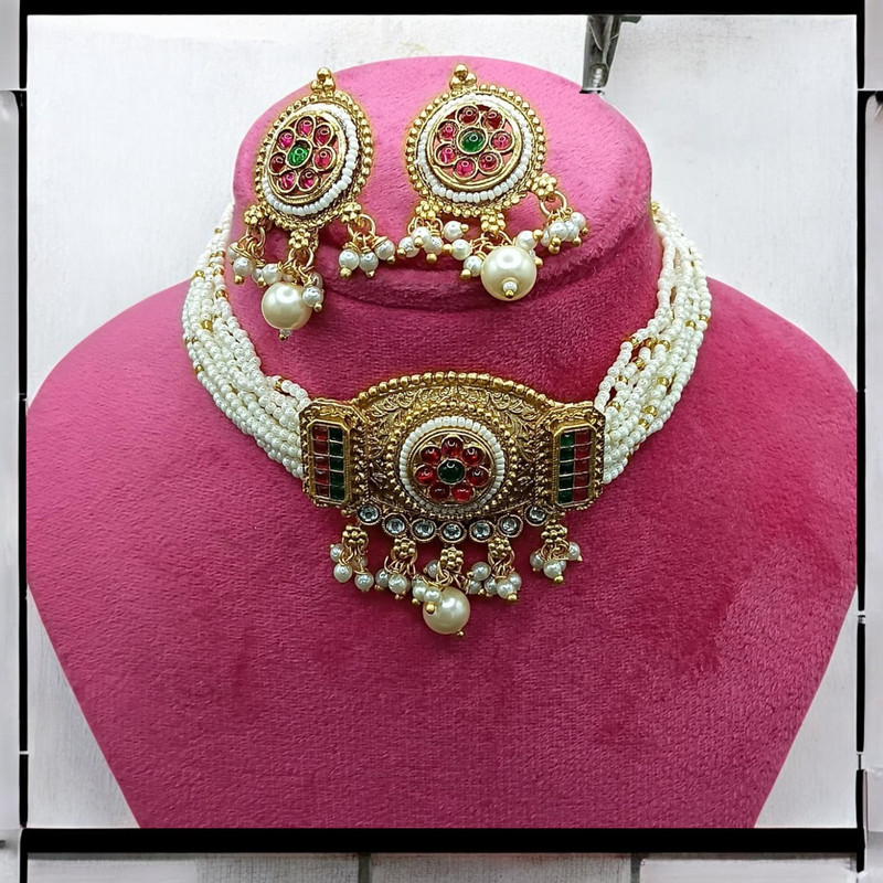 [SUNS0043 MAROON] Premium Supreme Suns0043 Maroon Copper Necklace & Earrings Jewellery Set For Women