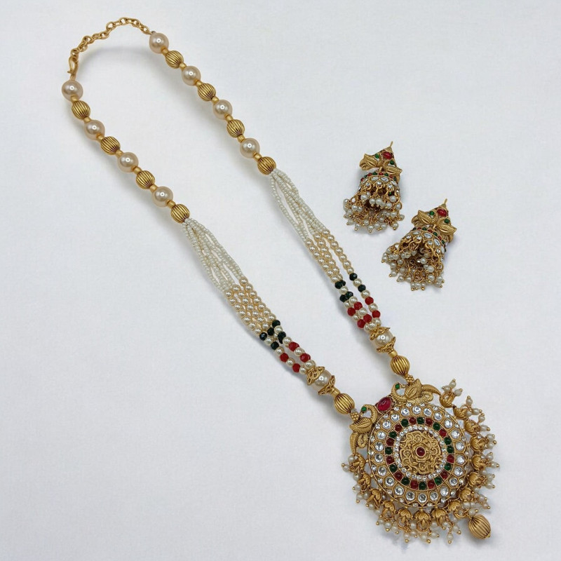 [SUNS0044 MAROON] Artisan Supreme Suns0044 Maroon Copper Necklace & Earrings Jewellery Set For Women