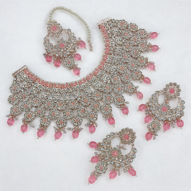 [SUNS0047 BABY PINK] Graceful Supreme Suns0047 Baby Pink Kundan Choker Necklace Earring Jewellery Set For Marriage