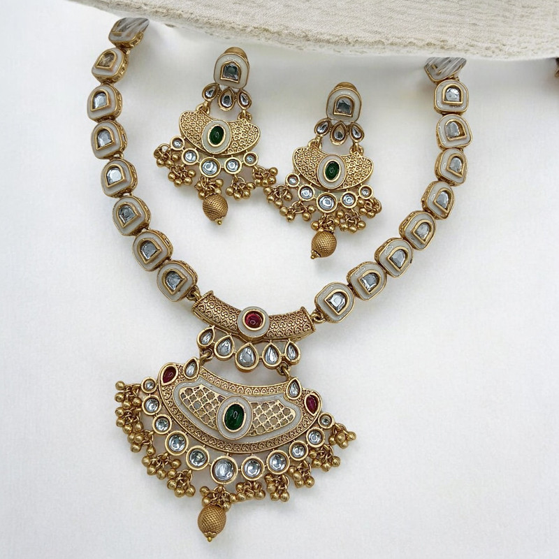 [SUNS0048 MAROON] Breathtaking Supreme Suns0048 Maroon Copper Necklace & Earrings Jewellery Set For Women