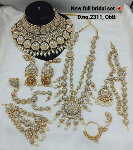 [Bridal 2311 White] Bridal 2311 White Kundan Choker Necklace Earring Jewellery set for Bride