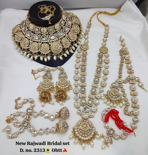 [Bridal 2313 White] Bridal 2313 White Kundan Choker Necklace Earring Jewellery set for Bride