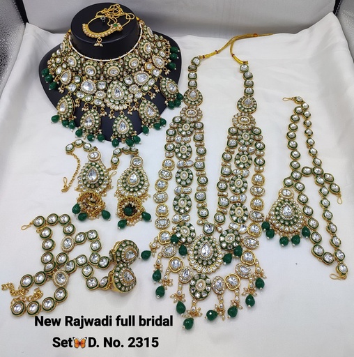 [Bridal 2315 green] Bridal 2315 green Kundan Choker Necklace Earring Jewellery set for Bride