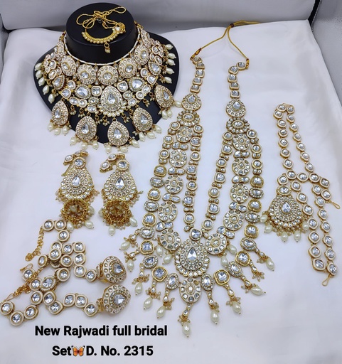 [Bridal 2315 white] Bridal 2315 white Kundan Choker Necklace Earring Jewellery set for Bride