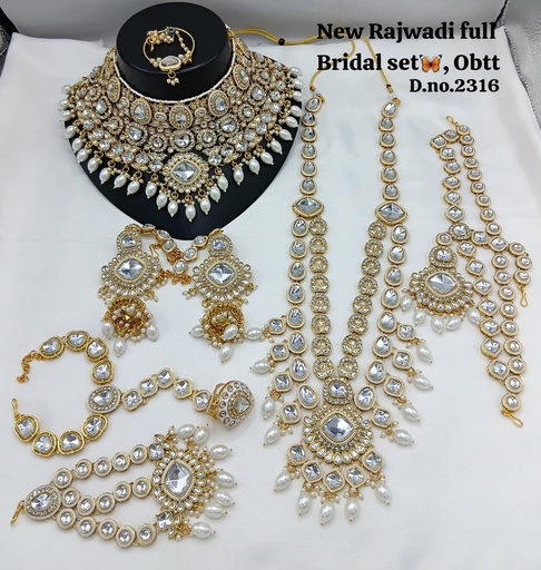 [BRIDAL 2316 WHITE] BRIDAL 2316 WHITE Kundan Choker Necklace Earring Jewellery set for Bride