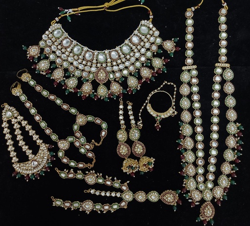 [BRIDAL 71 MG] BRIDAL 71 MG Kundan Choker Necklace Earring Jewellery set for Bride