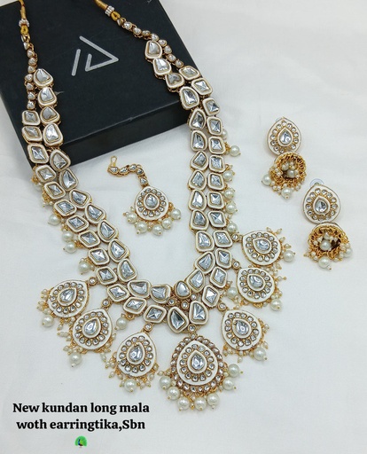 [Bridal 89 White] Bridal 89 White Kundan Choker Necklace Earring Jewellery set for Bride