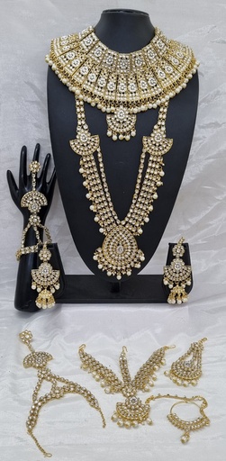[BRIDAL COMBO 17 White] BRIDAL COMBO 17 White Kundan Choker Necklace Earring Jewellery set for Bride