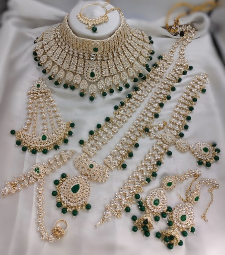 [bridal combo 31 green] bridal combo 31 green Kundan Choker Necklace Earring Jewellery set for Bride