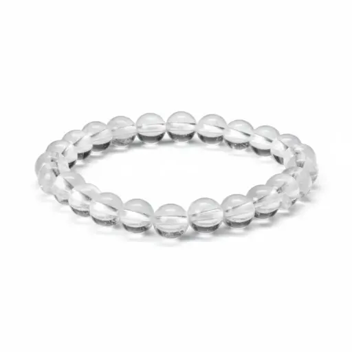 [Clear Quartz Men Bracelet (24 Beads)] Clear Quartz Men Bracelet (24 Beads)