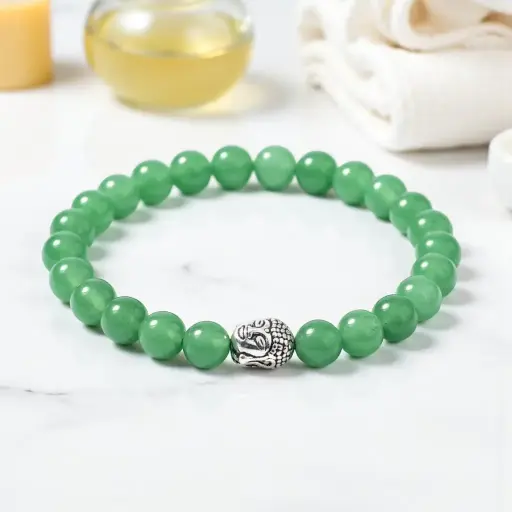 [Green Aventurine Buddha Bracelet for Men (23 Beads)] Green Aventurine Buddha Bracelet for Men (23 Beads)