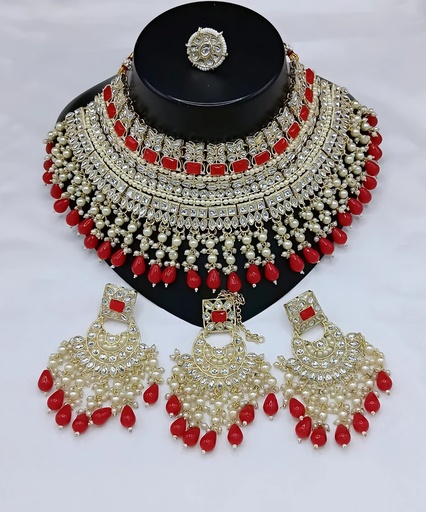 [dmt26 red] dmt26 red Choker Kundan Necklace & Earrings Jewellery set for Women