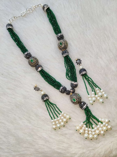 [F1 GREEN] F1 GREEN Fusion Collection Necklace Earrings Jewellery Set