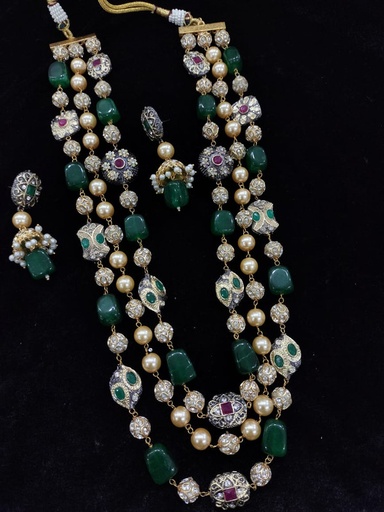 [F3 GREEN] F3 GREEN Fusion Collection Necklace Earrings Jewellery Set