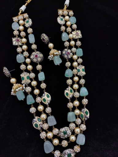 [F3 MINT GREEN] F3 MINT GREEN Fusion Collection Necklace Earrings Jewellery Set