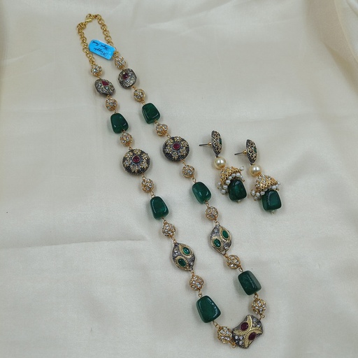 [F7 GREEN] F7 GREEN Fusion Collection Necklace Earrings Jewellery Set