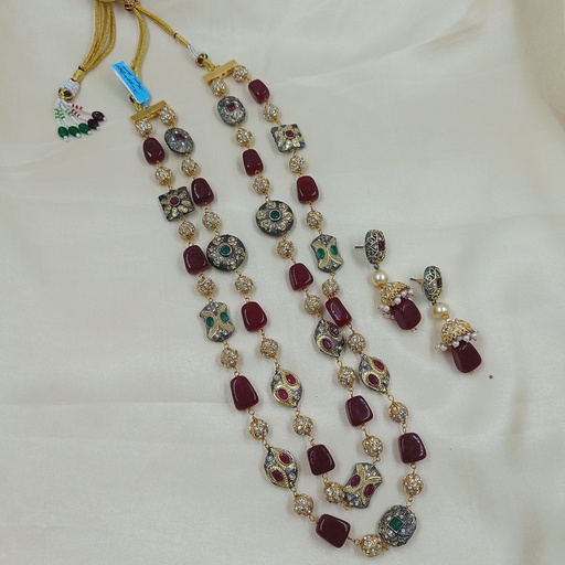 [F8 MAROON] F8 MAROON Fusion Collection Necklace Earrings Jewellery Set