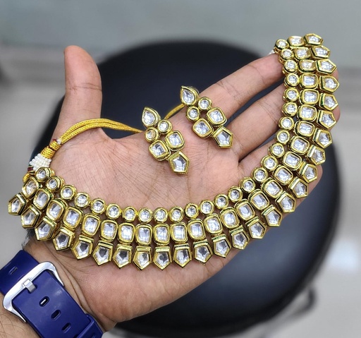 [K12] K12 Dabbi Kundan With Back Meena Necklace Earring Jewellery set