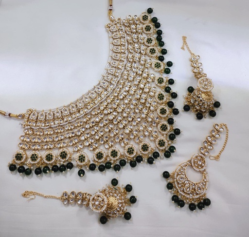 [SUBR003 Black] SUBR003 Black Kundan Bridal Jewellery Set for Bride