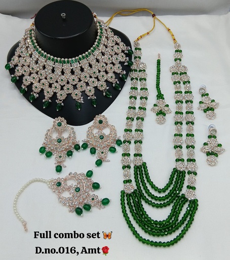 [SUBR005 Green] SUBR005 Green Kundan Bridal Jewellery Set for Bride