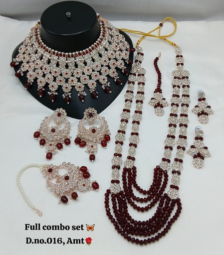 [SUBR005 Maroon] SUBR005 Maroon Kundan Bridal Jewellery Set for Bride