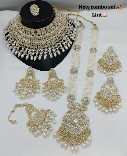 [SUBR006 White] SUBR006 White Kundan Bridal Jewellery Set for Bride