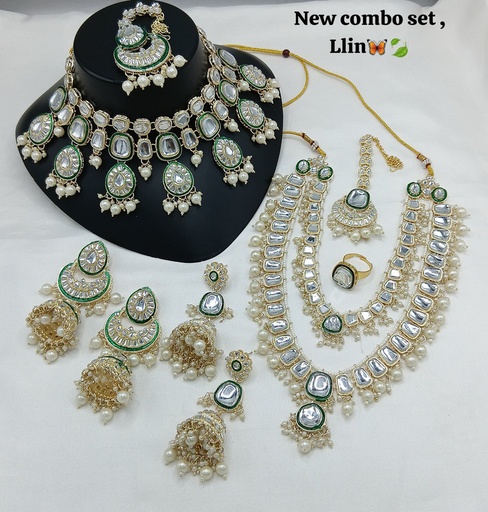 [SUBR007 White] SUBR007 White Kundan Bridal Jewellery Set for Bride