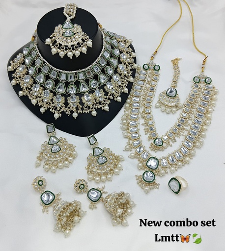 [SUBR009 White] SUBR009 White Kundan Bridal Jewellery Set for Bride